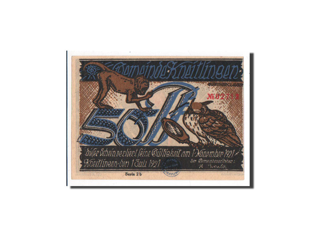 Geldschein, Deutschland, Kneitlingen, 50 Pfennig, serie 2 b, 1921, 1921-07-01