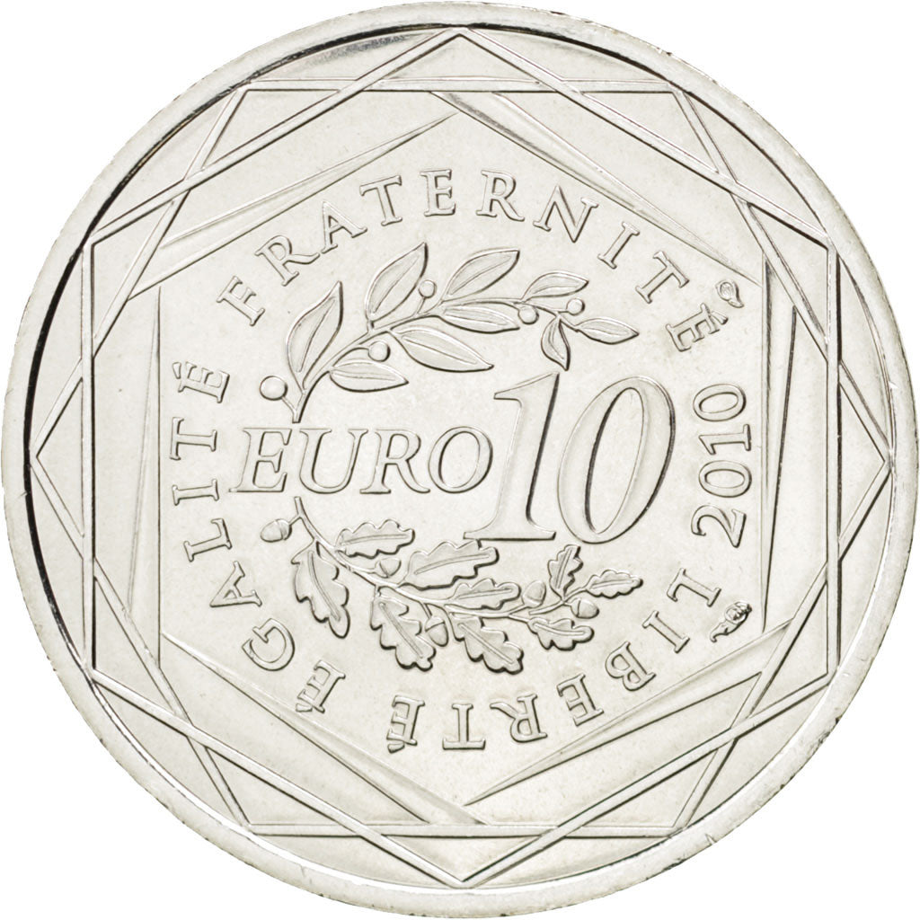 Moneta, Francja, 10 Euro, 2010, MS(63), Srebro, KM:1660
