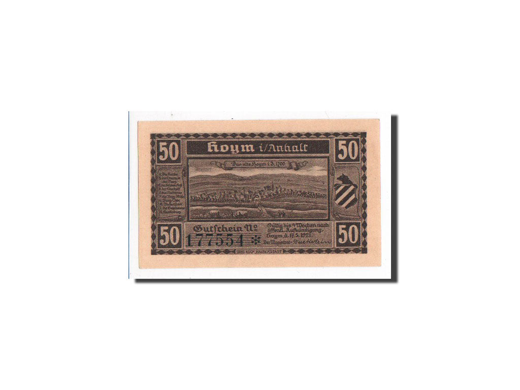 Banknot, Niemcy, Hoym, 50 Pfennig, N.D, 1921, 1921-05-17, UNC(65-70), Mehl:634.3