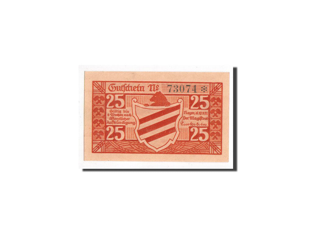 Geldschein, Deutschland, Hoym, 25 Pfennig, N.D, 1921, 1921-05-17, UNZ