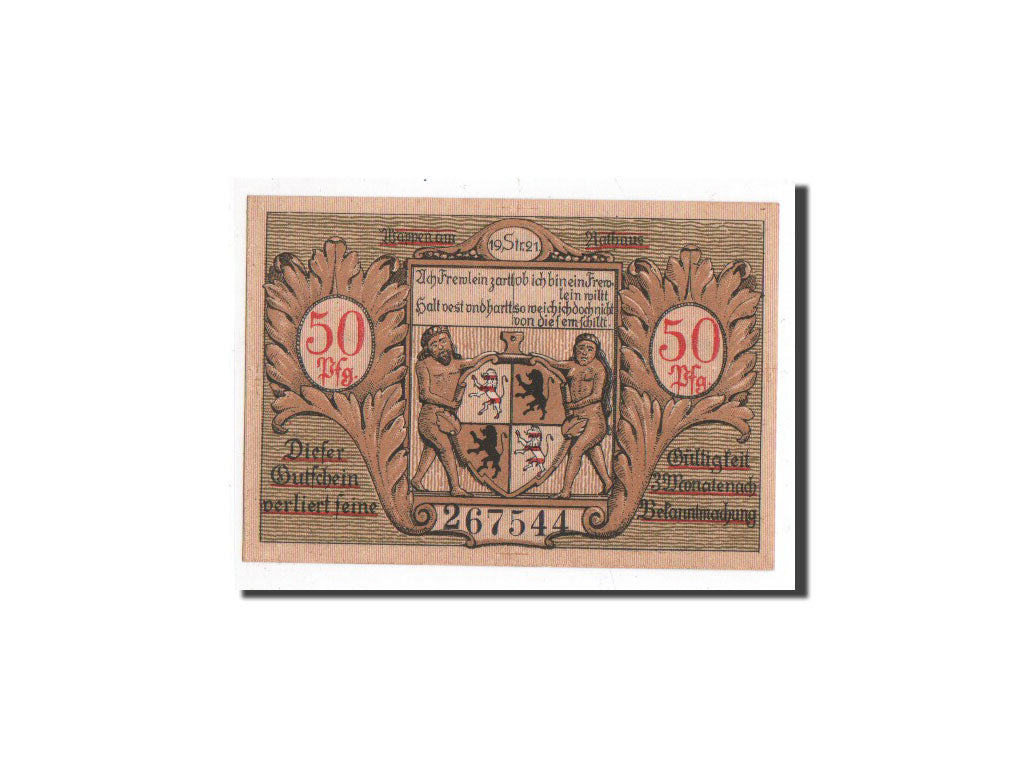 Geldschein, Deutschland, Hildburghausen, 50 Pfennig, Batiment, O.D, Undated