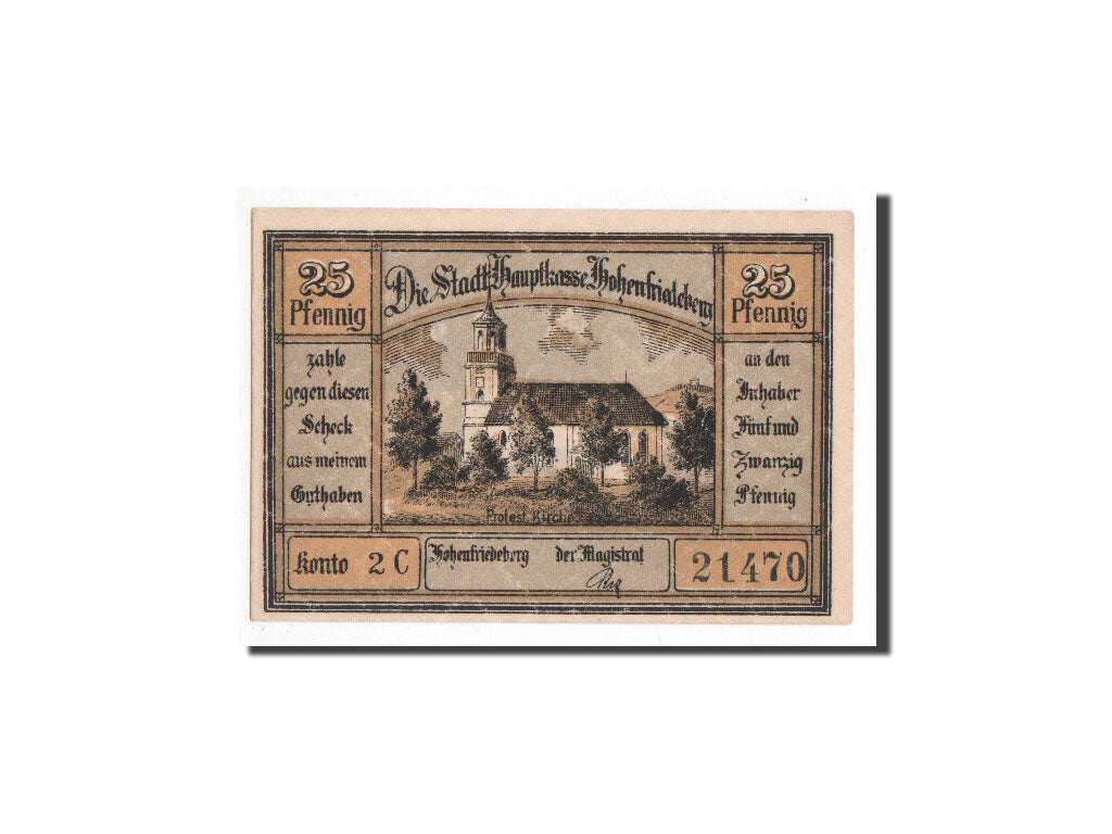 Banknote, Germany, Hohenfriedeberg, 25 Pfennig, Monument, O.D, Undated