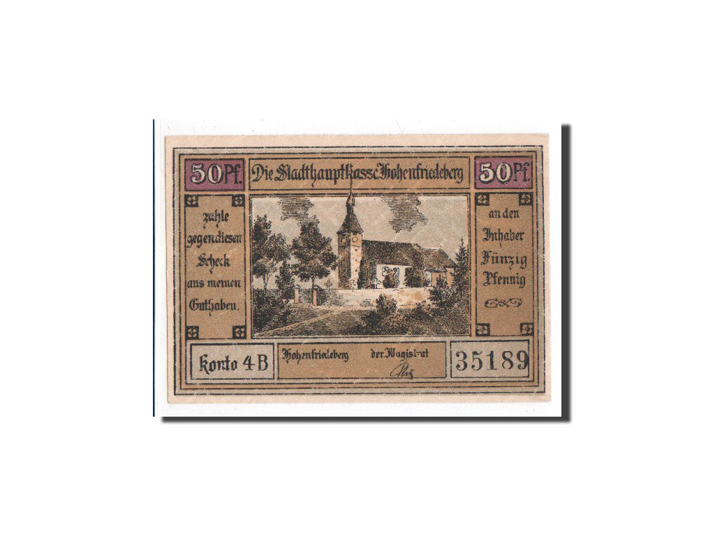 Banknote, Germany, Hohenfriedeberg, 50 Pfennig, Eglise, O.D, Undated