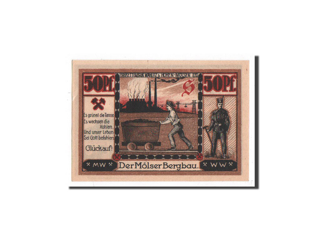 Banknot, Niemcy, Hohenmölsen, 50 Pfennig, Usine, O.D, Undated, UNC(65-70)