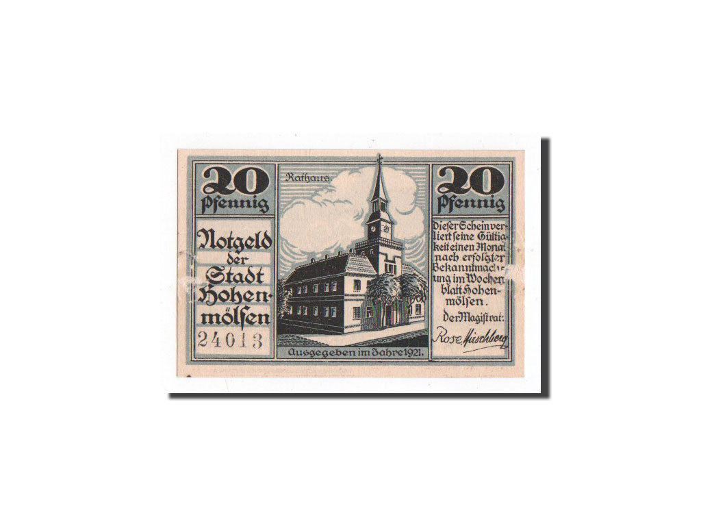 Billet, Allemagne, Hohenmölsen, 20 Pfennig, Eglise, O.D, Undated, NEUF