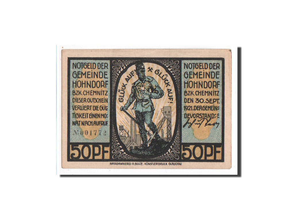 Banknot, Niemcy, Hohndorf, 50 Pfennig, paysage, 1921, 1921-09-30, UNC(65-70)