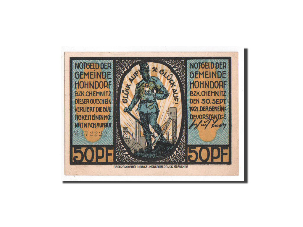 Geldschein, Deutschland, Hohndorf, 50 Pfennig, Usine, 1921, 1921-09-30, UNZ