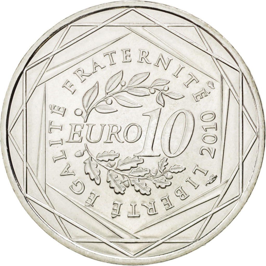 Moneta, Francja, 10 Euro, 2010, MS(63), Srebro, KM:1646