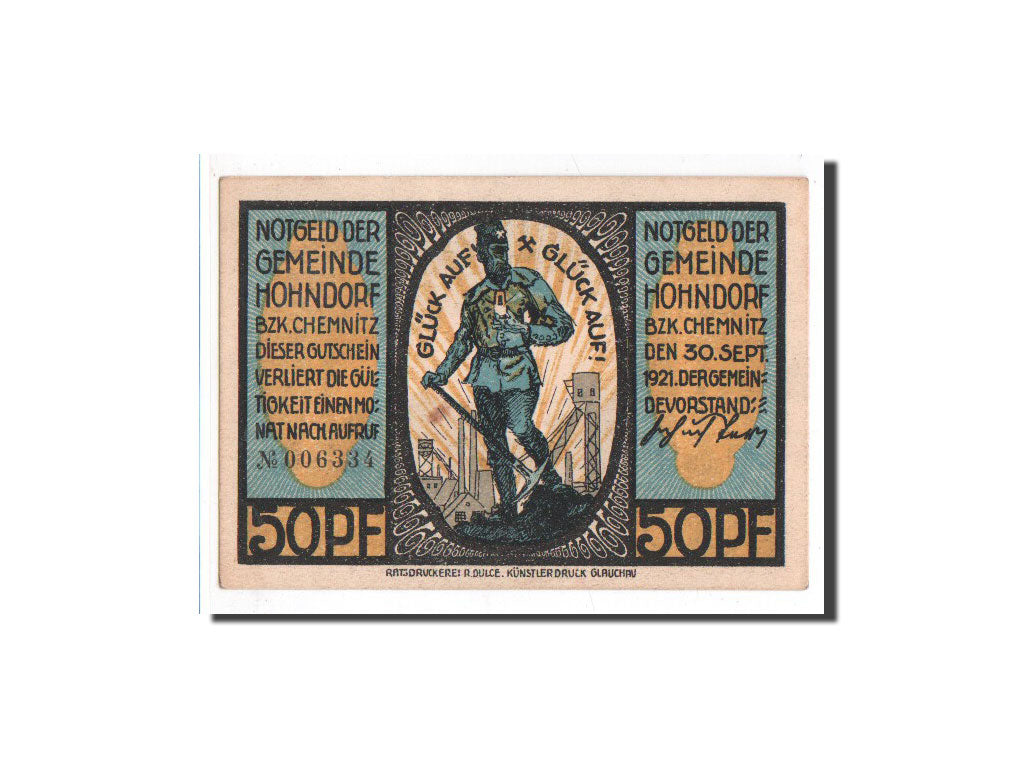 Geldschein, Deutschland, Hohndorf, 50 Pfennig, Eglise, 1921, 1921-09-30, UNZ