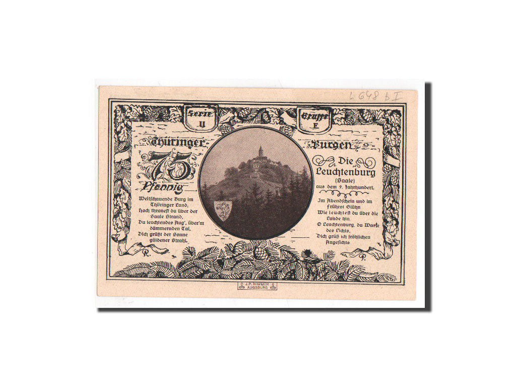 Banknot, Niemcy, Kahla Stadt, 75 Pfennig, chateau 3, 1921, 1921-06-15