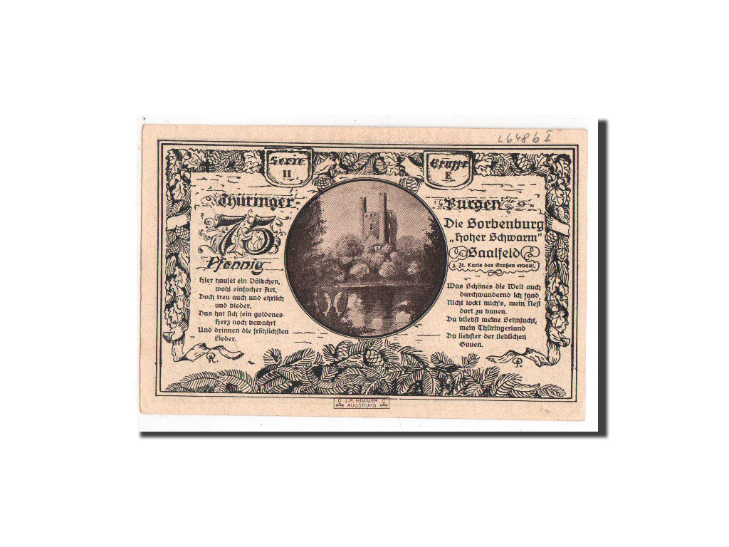 Billet, Allemagne, Kahla Stadt, 75 Pfennig, chateau 1, 1921, 1921-06-15, NEUF