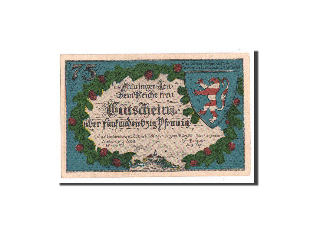 Billet, Allemagne, Kahla Stadt, 75 Pfennig, chateau 1, 1921, 1921-06-15, NEUF