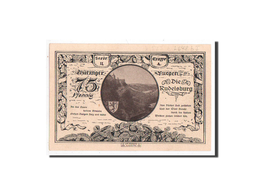 Banknote, Germany, Kahla Stadt, 75 Pfennig, chateau 5, 1921, 1921-06-15