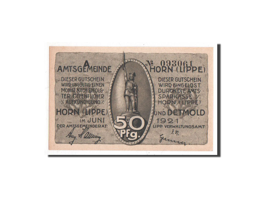 Billet, Allemagne, Horn, 50 Pfennig, chevalier, 1921, Undated, NEUF, Mehl:628.1a