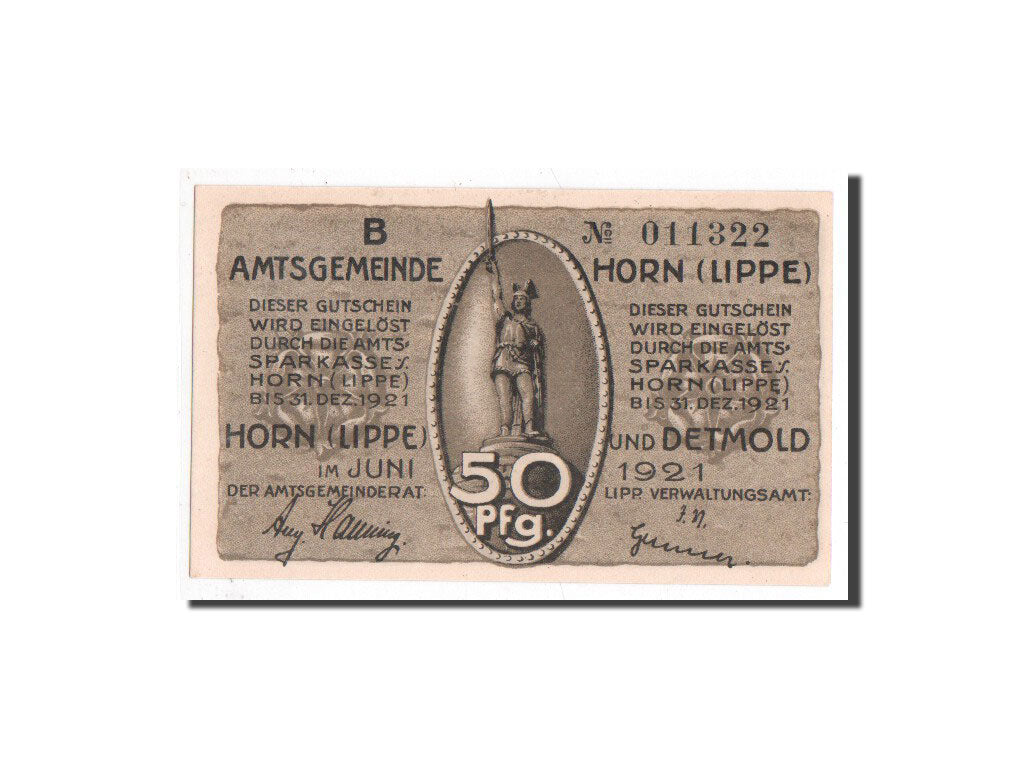 Billet, Allemagne, Horn, 50 Pfennig, Bataille, 1921, Undated, NEUF, Mehl:628.1a