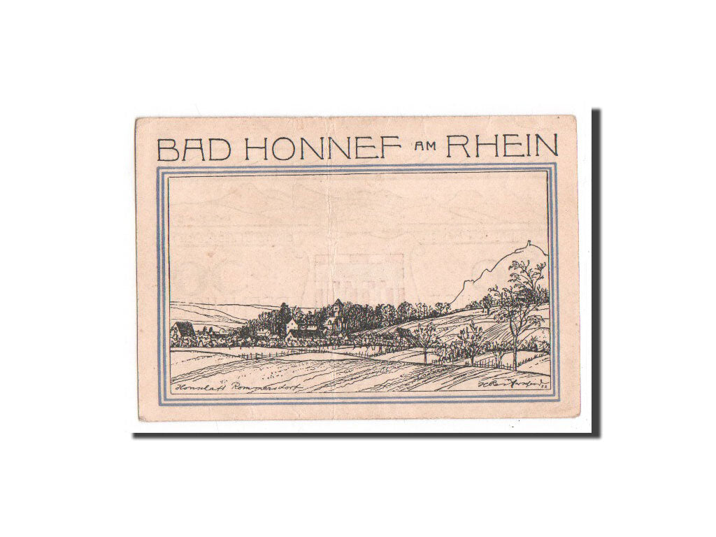 Banconote, Germania, Honnef a Rhein, 50 Pfennig, paysage, 1921, 1921-10-01, FDS