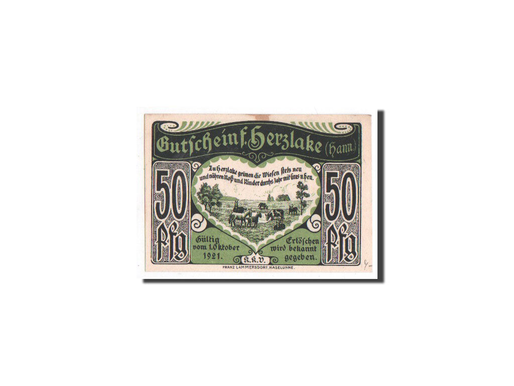 Banknot, Niemcy, Herzlake, 50 Pfennig, Ville, 1921, 1921-10-01, UNC(65-70)