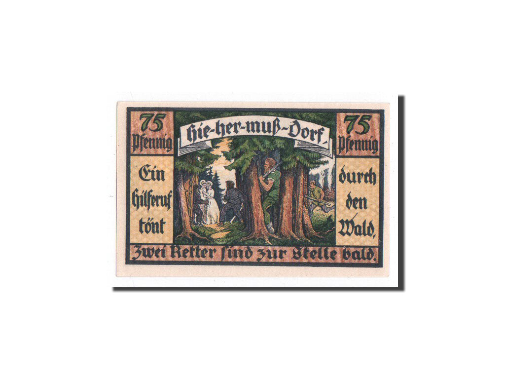 Banconote, Germania, Hermsdorf, 75 Pfennig, Foret, 1921, 1921-05-01, FDS