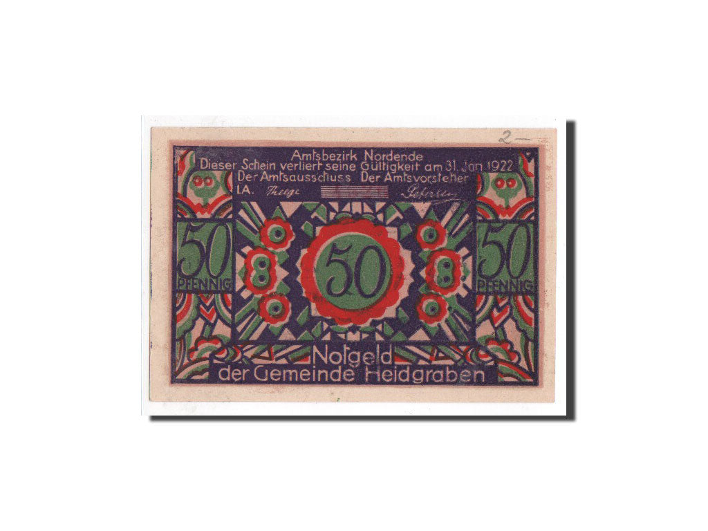 Billet, Allemagne, Heidgraben, 50 Pfennig, Fleur, O.D, Undated, NEUF