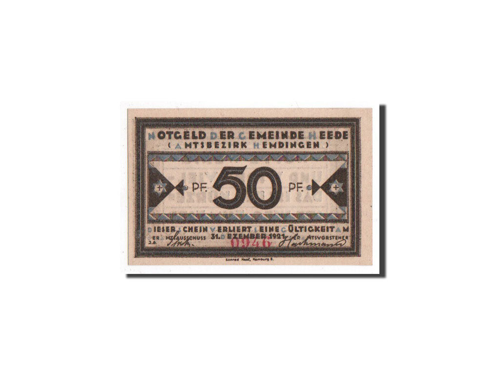 Banknot, Niemcy, Heede, 50 Pfennig, Citation, O.D, Undated, UNC(65-70)