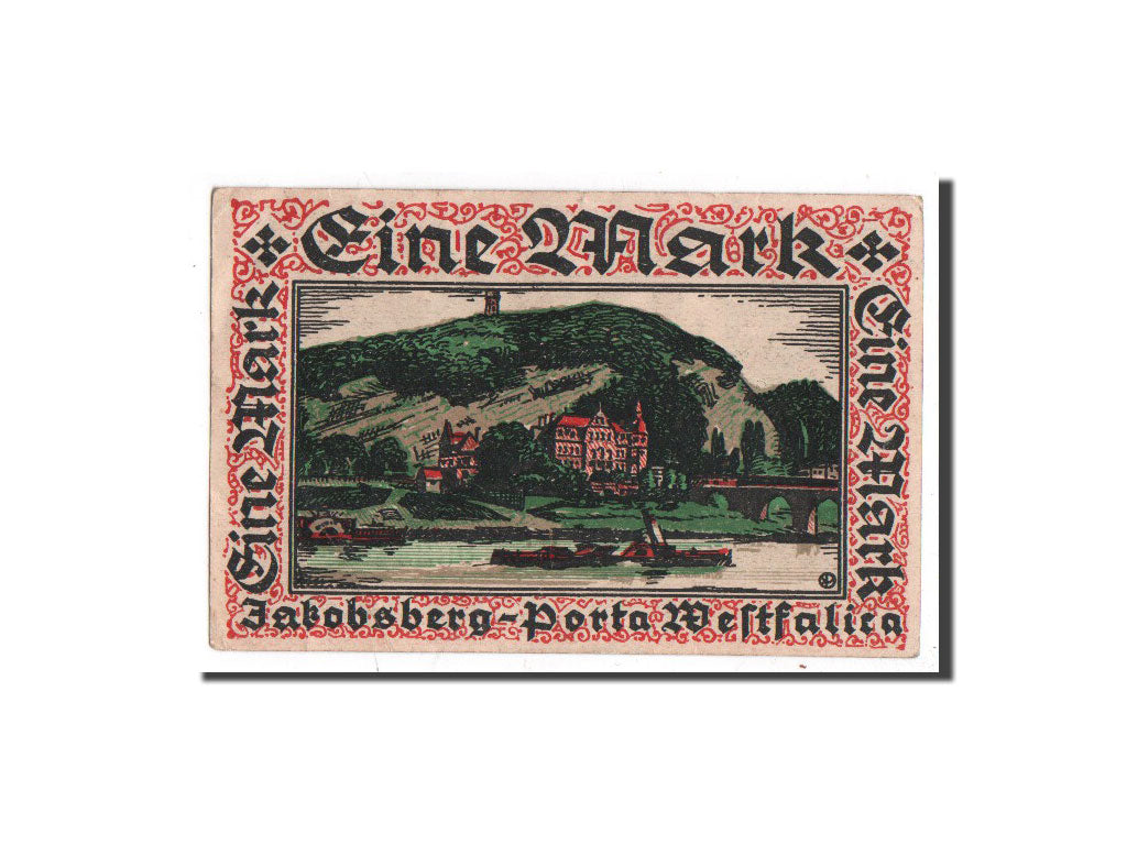 Banknote, Germany, Hauberge a Weser, 1 Mark, paysage, 1921, Undated, UNC(65-70)