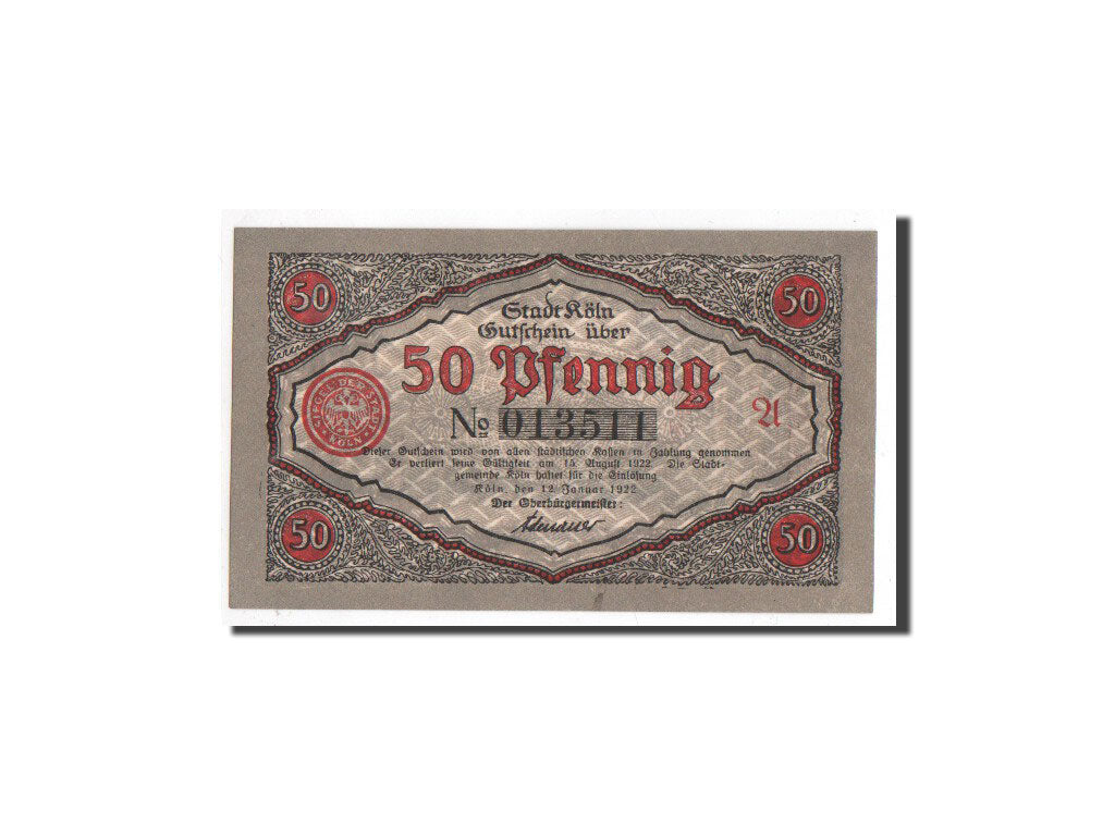 Billet, Allemagne, Köln, 50 Pfennig, moulin, 1921, 1921-01-12, NEUF, Mehl:717.3
