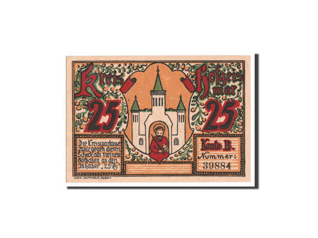 Banconote, Germania, Hofgeisman, 25 Pfennig, paysage, O.D, Undated, FDS