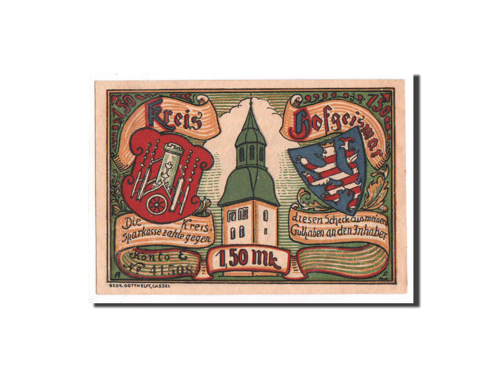 Banconote, Germania, Hofgeisman, 1.5 Mark, paysage, O.D, Undated, FDS