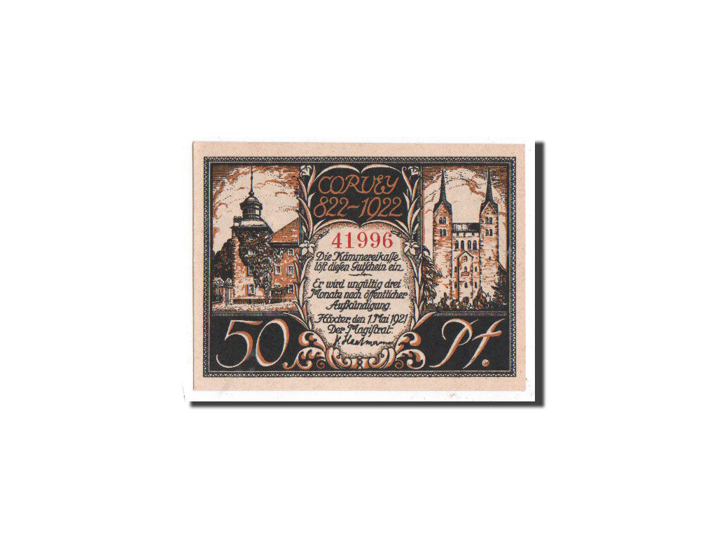 Billete, Alemania, Hoxter Stadt, 50 Pfennig, château, 1921, 1921-05-01, UNC