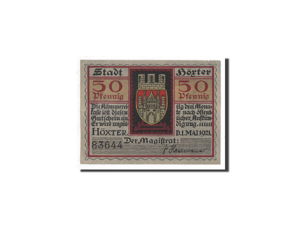 Banknote, Germany, Hoxter Stadt, 50 Pfennig, personnage, 1921, 1921-05-01