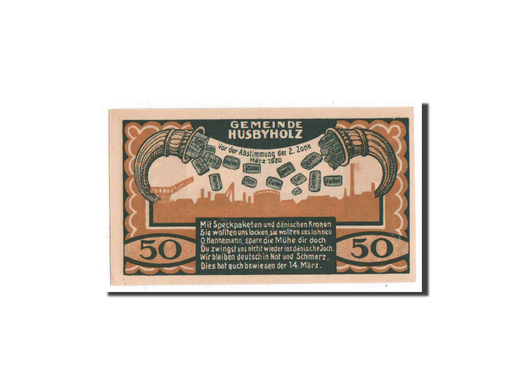 Billet, Allemagne, Husbyholz, 50 Pfennig, moulin, 1921, 1921-07-01, NEUF