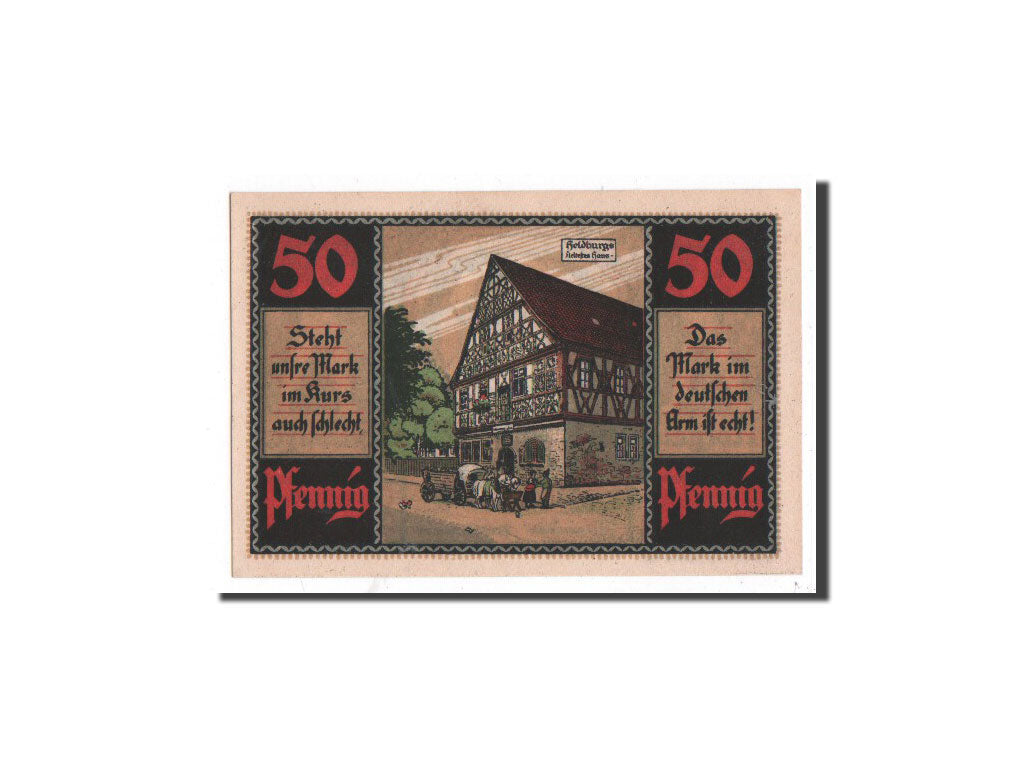 Biljet, Duitsland, Heldburg, 50 Pfennig, Maison, 1921, Undated, NIEUW