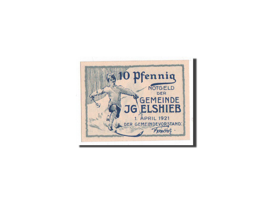 Billet, Allemagne, Igelshieb, 10 Pfennig, ski, 1921, 1921-04-01, NEUF
