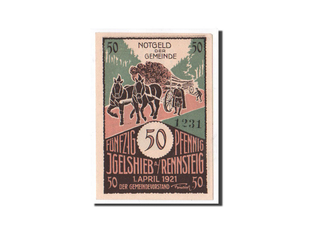 Banknote, Germany, Igelshieb, 50 Pfennig, Foret, 1921, 1921-04-01, UNC(65-70)