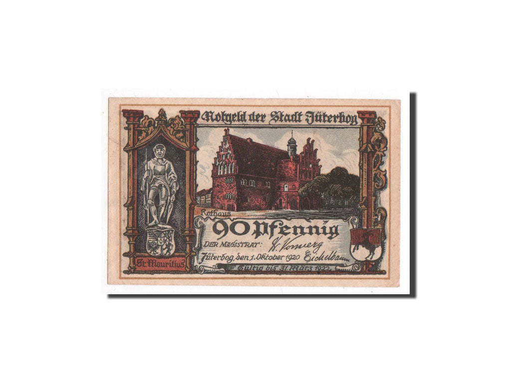 Biljet, Duitsland, Jüterbog, 90 Pfennig, château, 1920, 1920-10-01, NIEUW