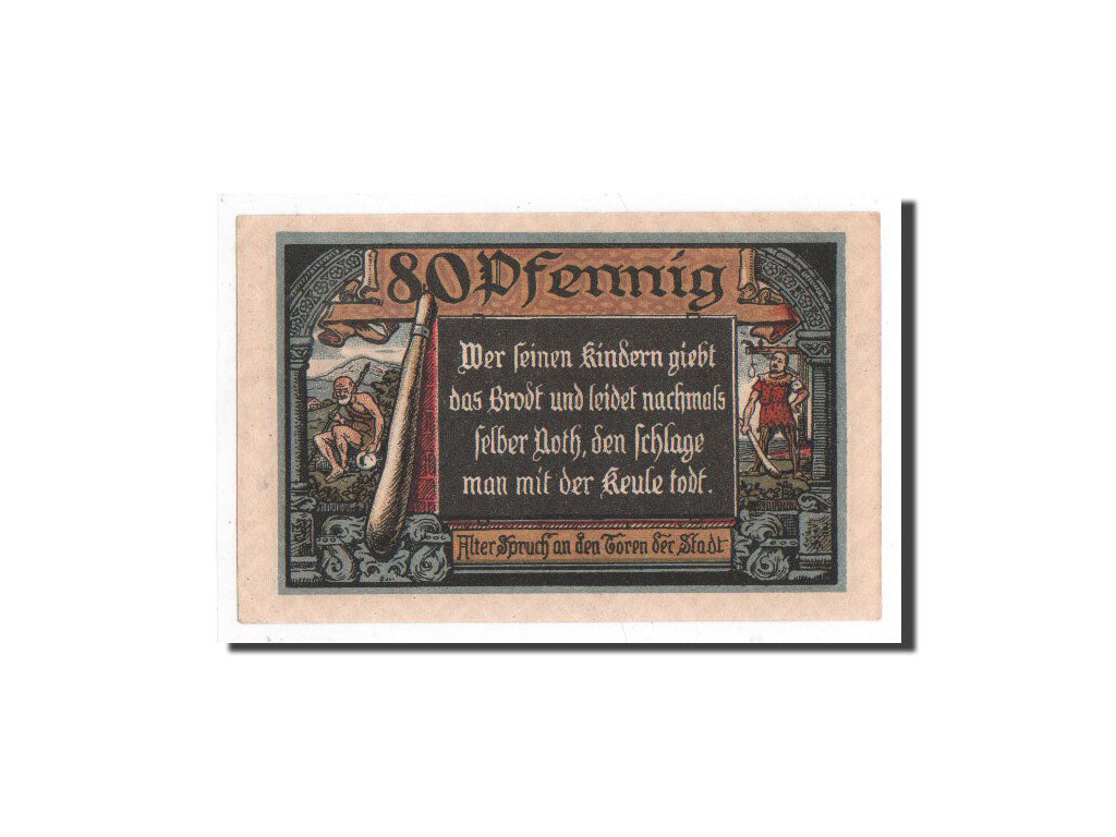 Banknote, Germany, Jüterbog, 80 Pfennig, château, 1920, 1920-10-01