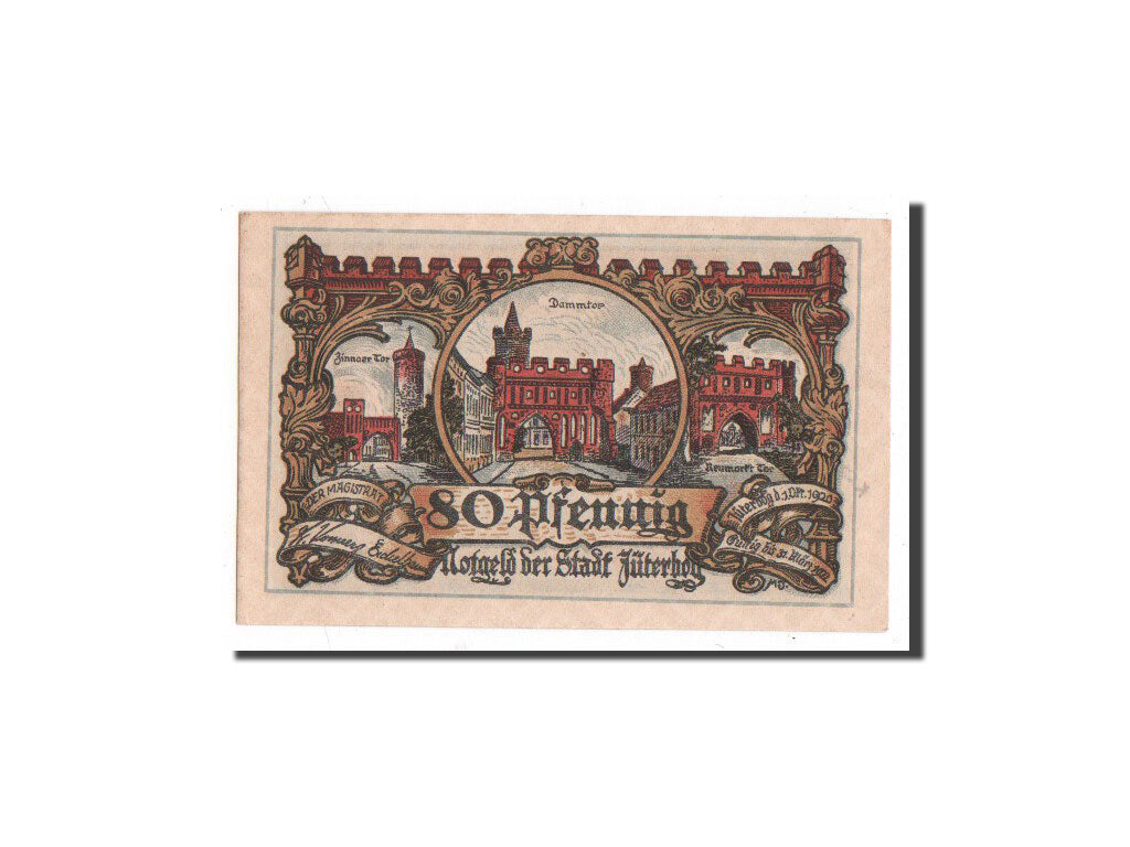 Banknote, Germany, Jüterbog, 80 Pfennig, château, 1920, 1920-10-01