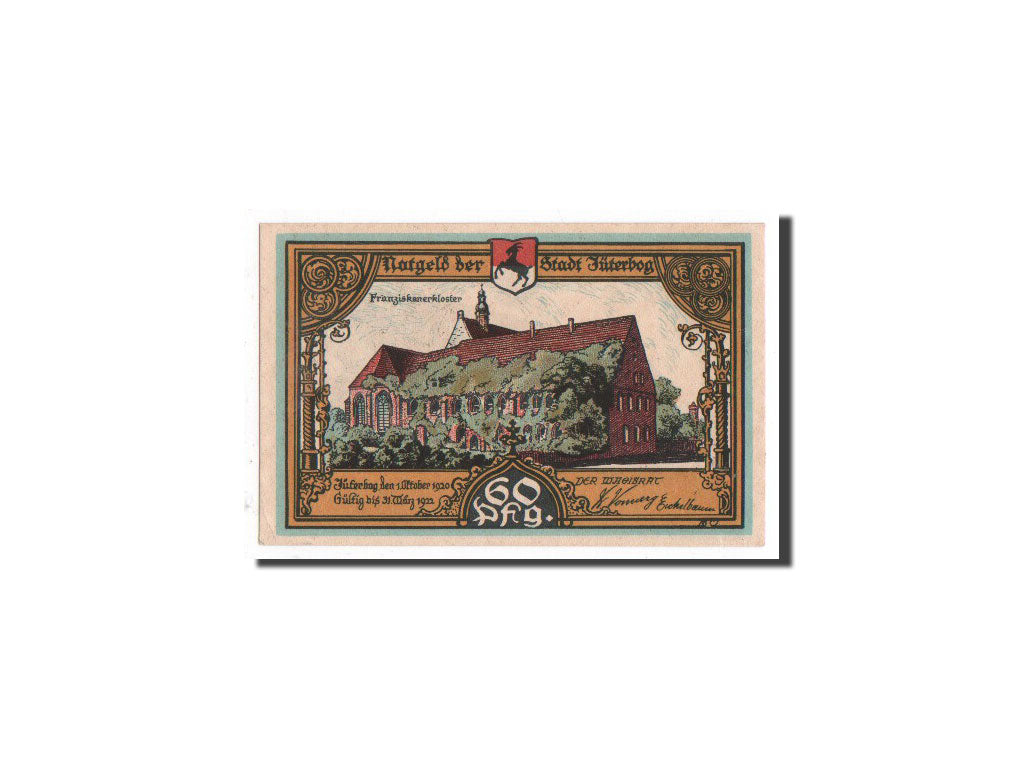 Billete, Alemania, Jüterbog, 60 Pfennig, château, 1920, 1920-10-01, UNC