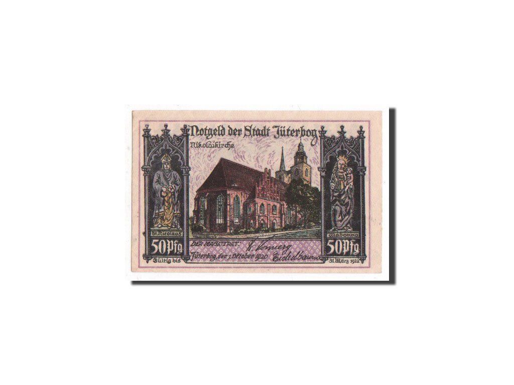 Banknote, Germany, Jüterbog, 50 Pfennig, château, 1920, 1920-10-01