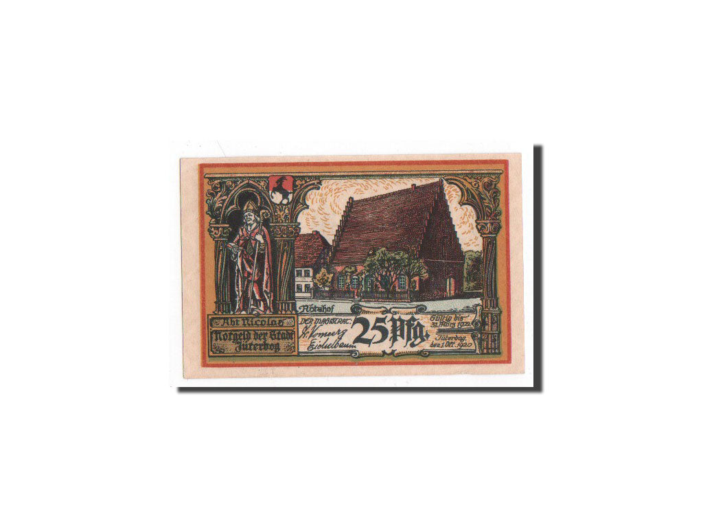 Banknote, Germany, Jüterbog, 25 Pfennig, château, 1920, 1920-10-01