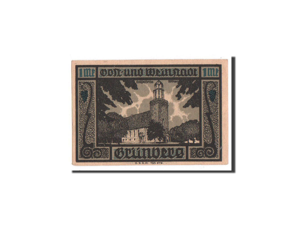 Banconote, Germania, Grunberg Stadt, 1 Mark, Monument, O.D, Undated, FDS