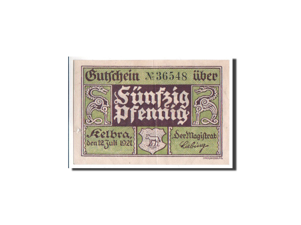 Geldschein, Deutschland, Kelbra, 50 Pfennig, village, 1921, 1921-07-12, UNZ