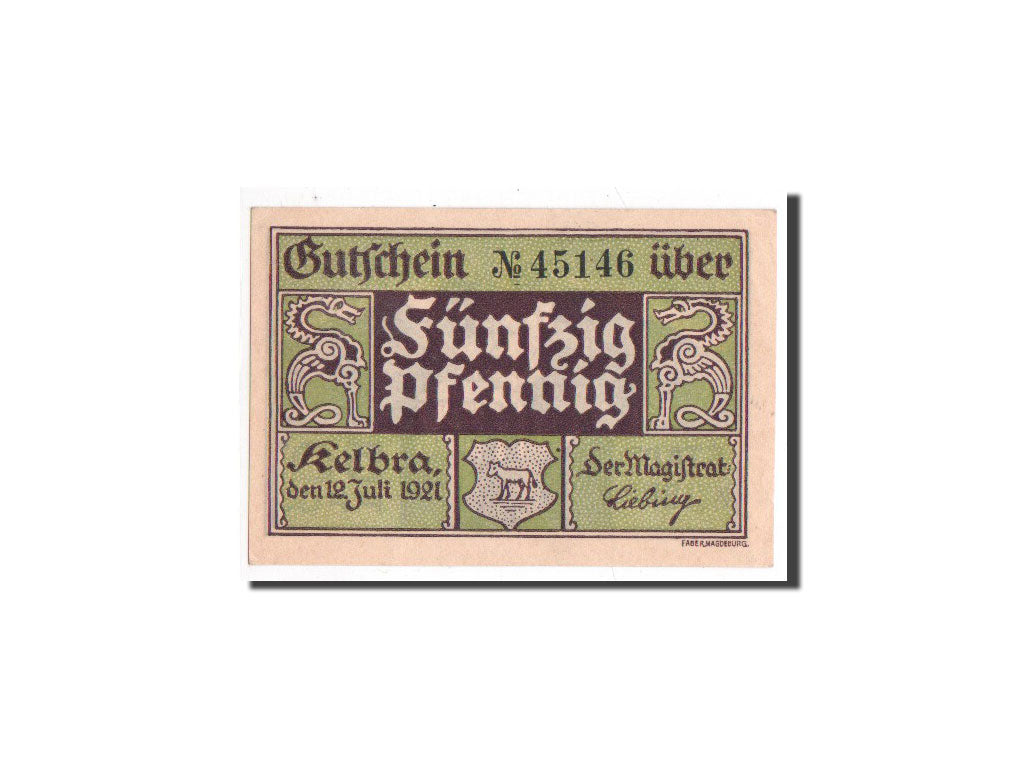Biljet, Duitsland, Kelbra, 50 Pfennig, ruine, 1921, 1921-07-12, NIEUW