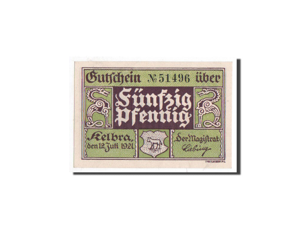 Banconote, Germania, Kelbra, 50 Pfennig, Monument, 1921, 1921-07-12, FDS