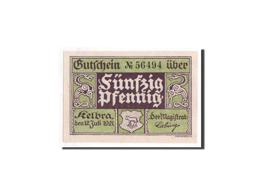 Banknote, Germany, Kelbra, 50 Pfennig, paysage, 1921, 1921-07-12, UNC(65-70)