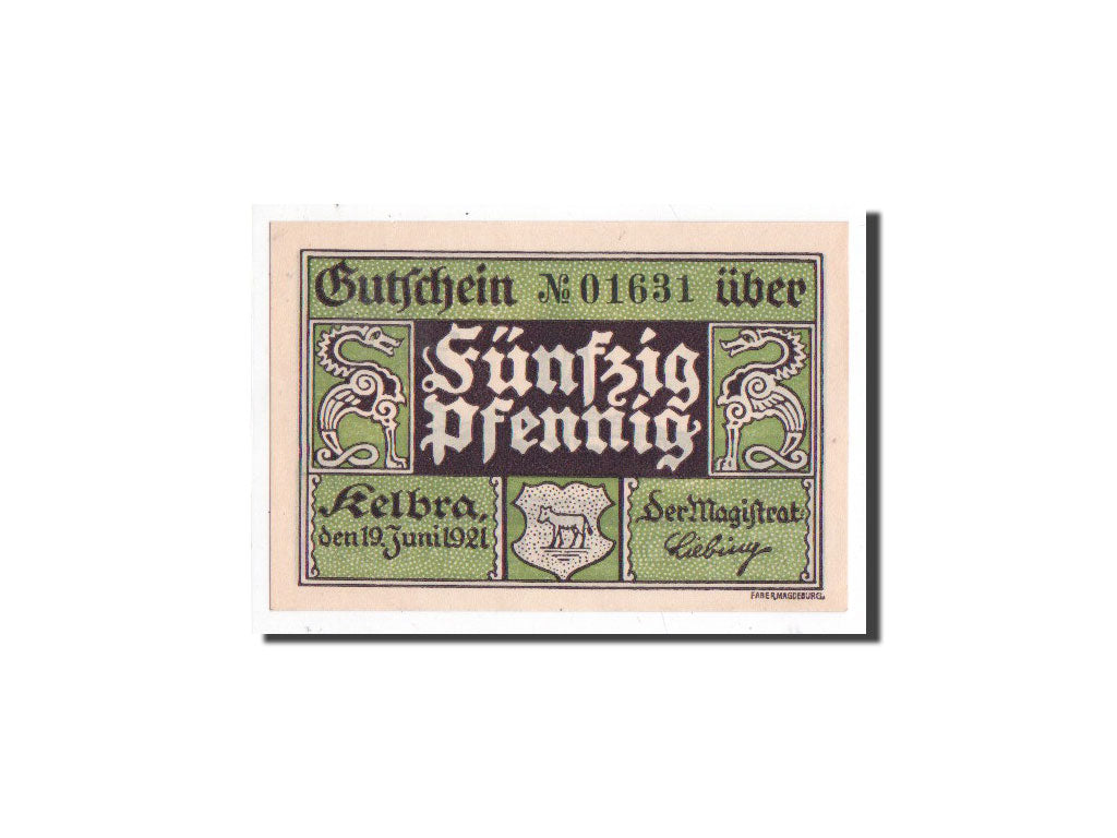 Banknote, Germany, Kelbra, 50 Pfennig, Monument, 1921, 1921-06-19, UNC(65-70)