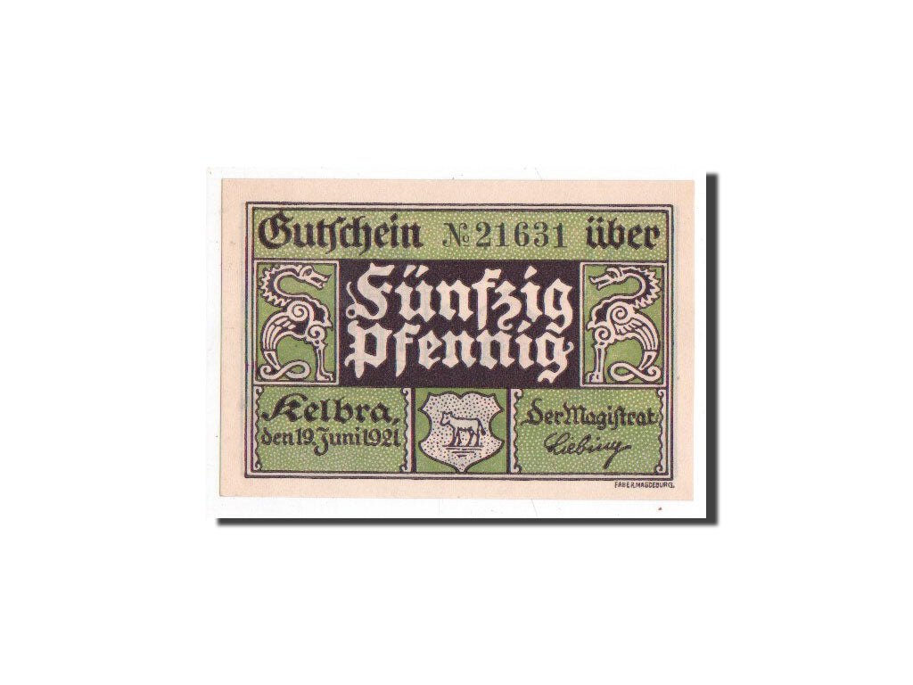 Banconote, Germania, Kelbra, 50 Pfennig, Monument, 1921, 1921-06-19, FDS