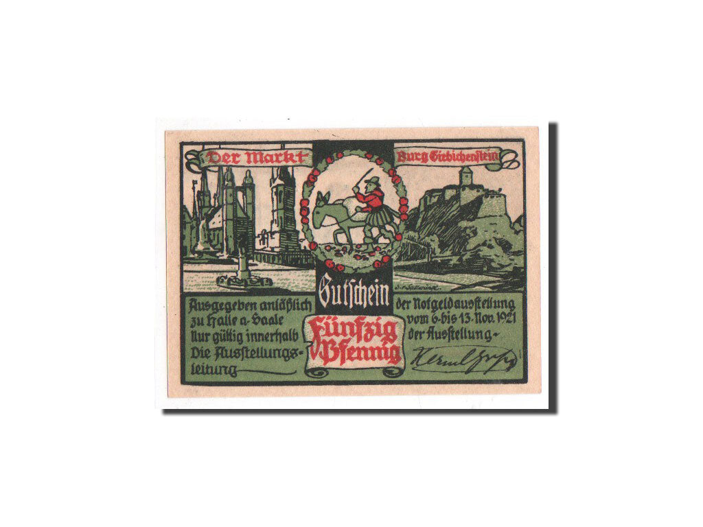 Biljet, Duitsland, Halle a.d. Saale, 50 Pfennig, âne, 1921, 1921-11-06, NIEUW