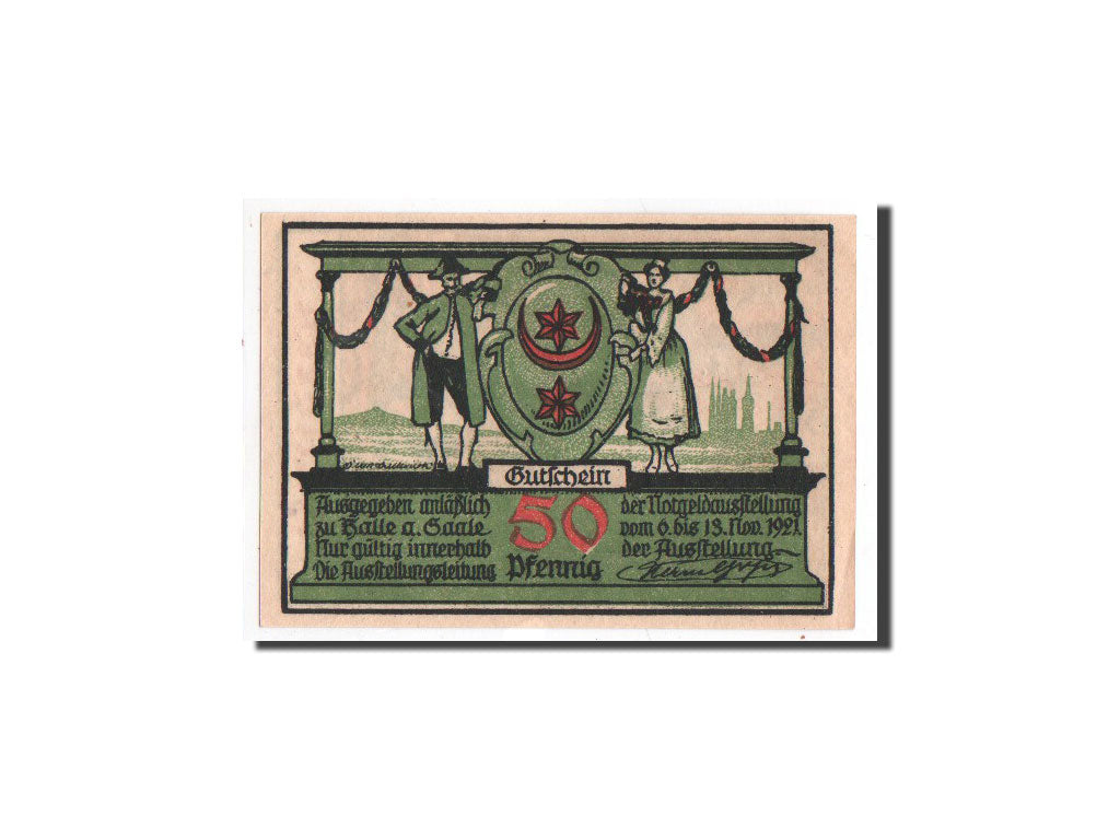 Biljet, Duitsland, Halle a.d. Saale, 50 Pfennig, chapeaux, 1921, 1921-11-06
