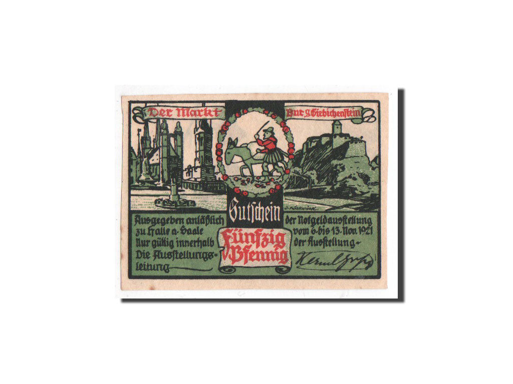 Biljet, Duitsland, Halle a.d. Saale, 50 Pfennig, guerre, 1921, 1921-11-06